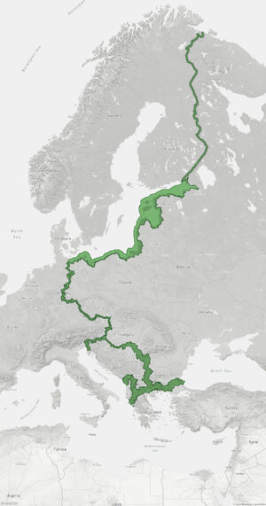 karttakuva euroopan vihreästä vyöhykkeestä